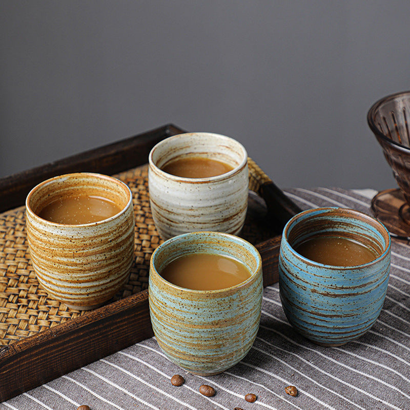 Handcrafted Rustic Pottery Coffee Cups – Japanese Style Ceramic Mugs for Tea & Coffee, Vintage Glazed Finish