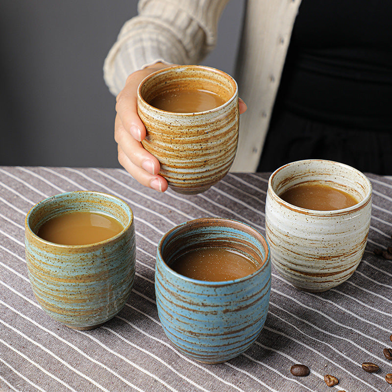 Handcrafted Rustic Pottery Coffee Cups – Japanese Style Ceramic Mugs for Tea & Coffee, Vintage Glazed Finish