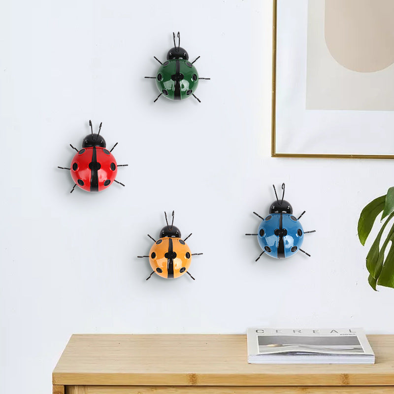 Metal Ladybug Wall Decor – Colorful Iron Garden and Home Decoration Art Craft