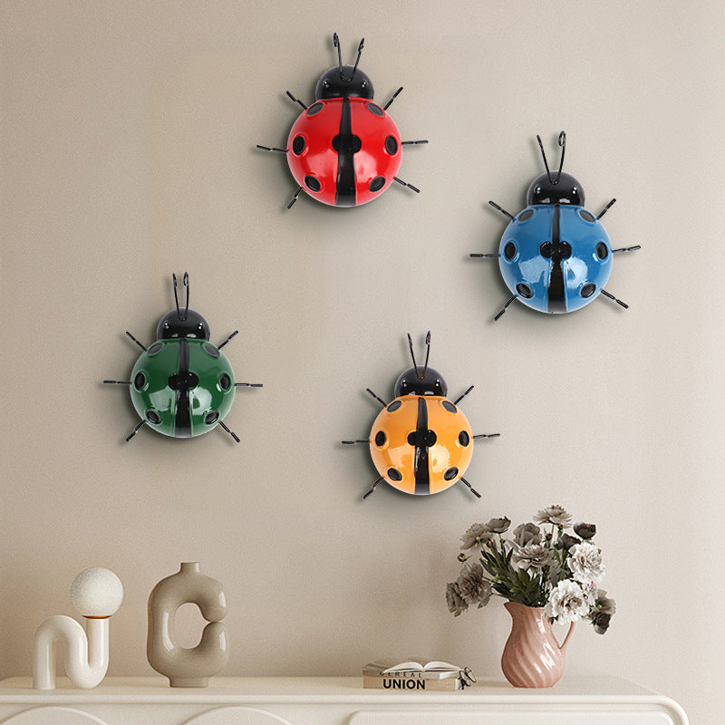 Metal Ladybug Wall Decor – Colorful Iron Garden and Home Decoration Art Craft