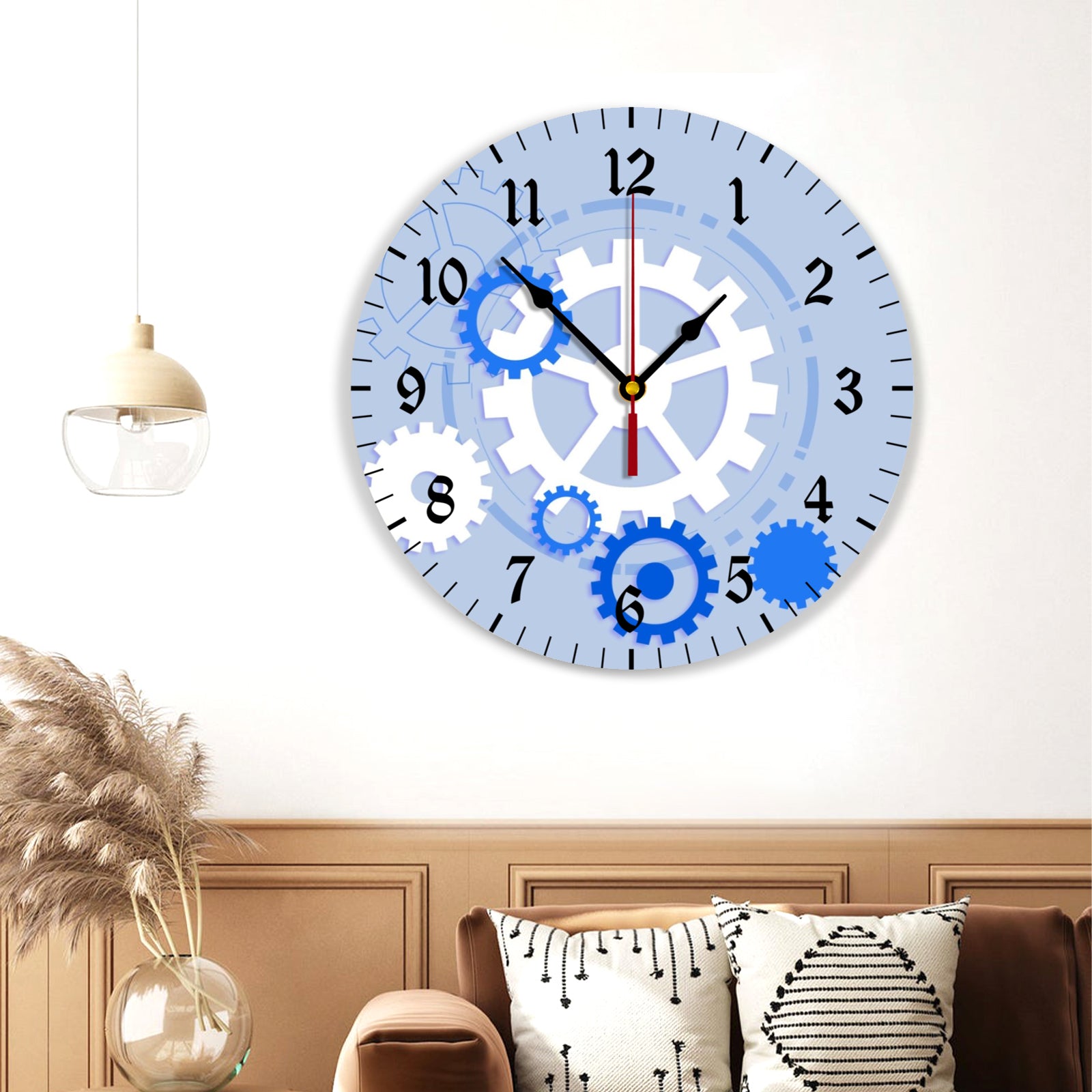 Mechanical Gear Creative Pattern, Round Stylish Luxury Digital Wall Clock