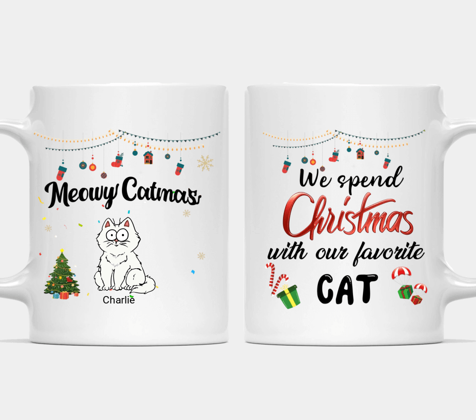 Meowy Catmas - Personalized Cat Mug - Christmas Gift for Pet Owners and Pet Lovers