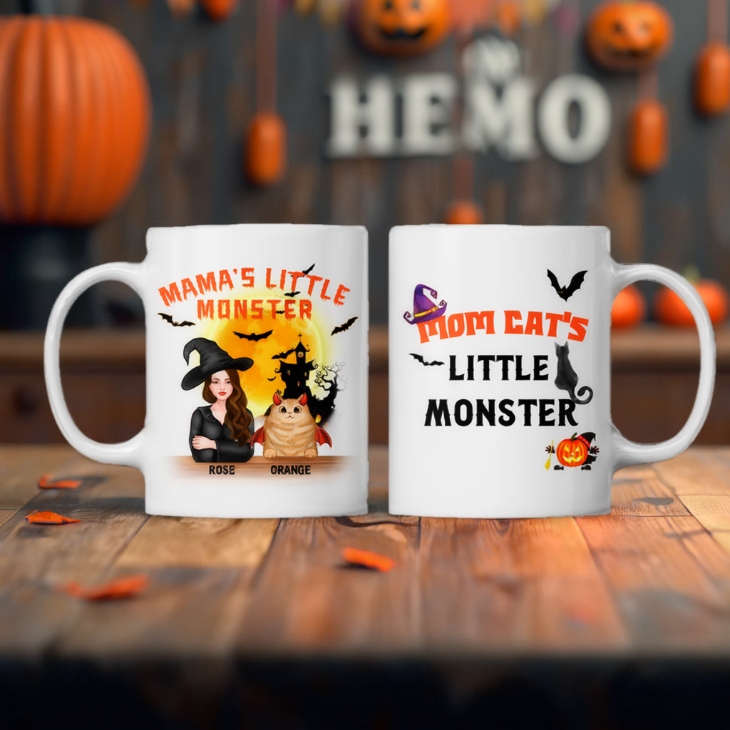 Mommy's Little Monster - Personalized Custom Mug - Halloween Gift For Yourself, Cat Lovers, Pet Lovers