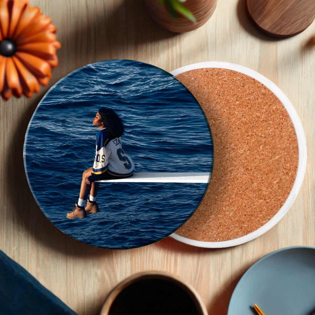 Wave Girl Round Ceramic Coaster (Combination Set)