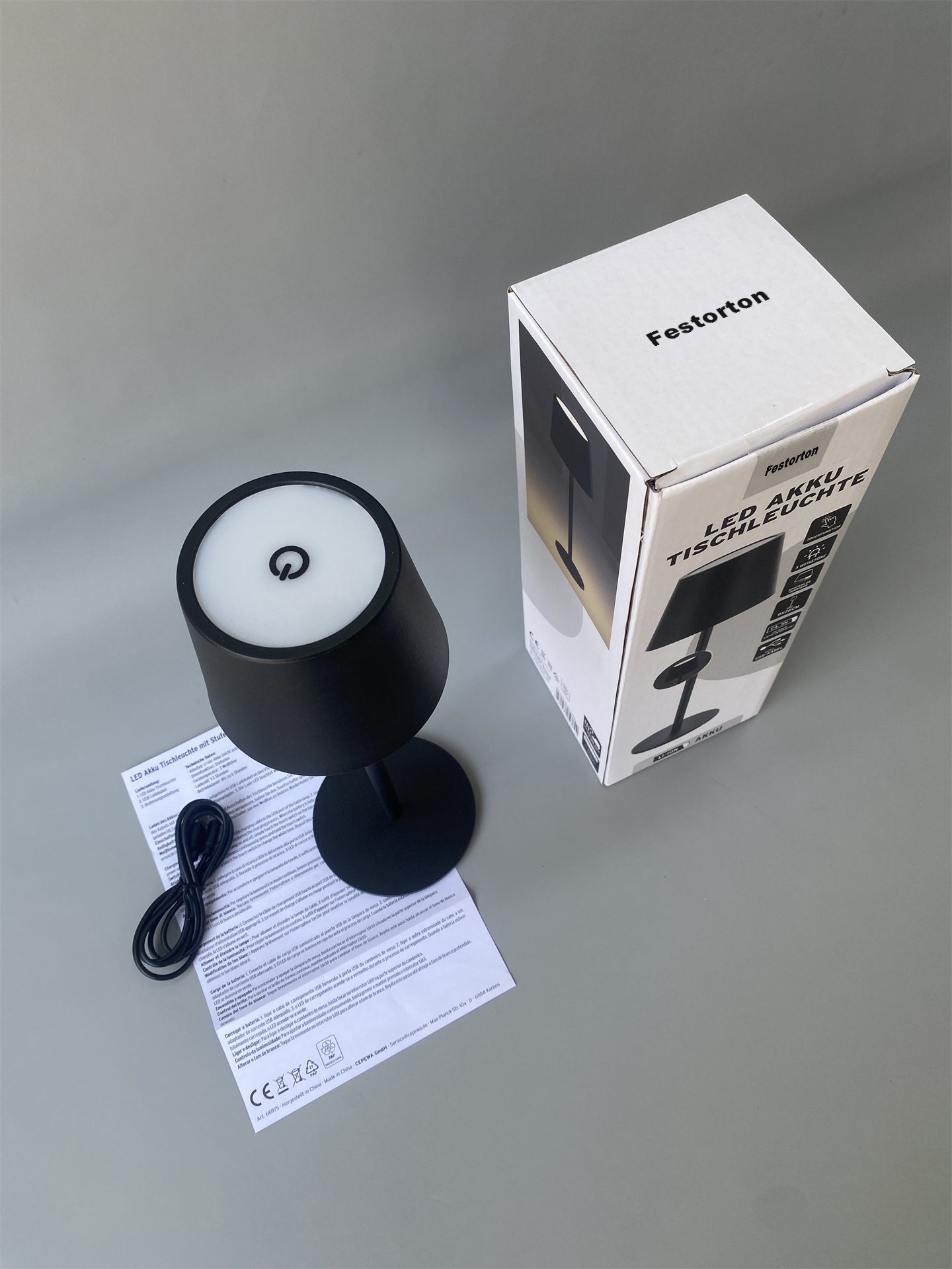 Festorton Table Lamp, Portable LED Desk Lamps,  3 Color Stepless Dimming Up